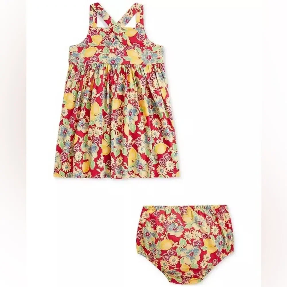 Ralph Lauren Baby Girls Floral & Lemon-Print Day Dress - 3M - NWT